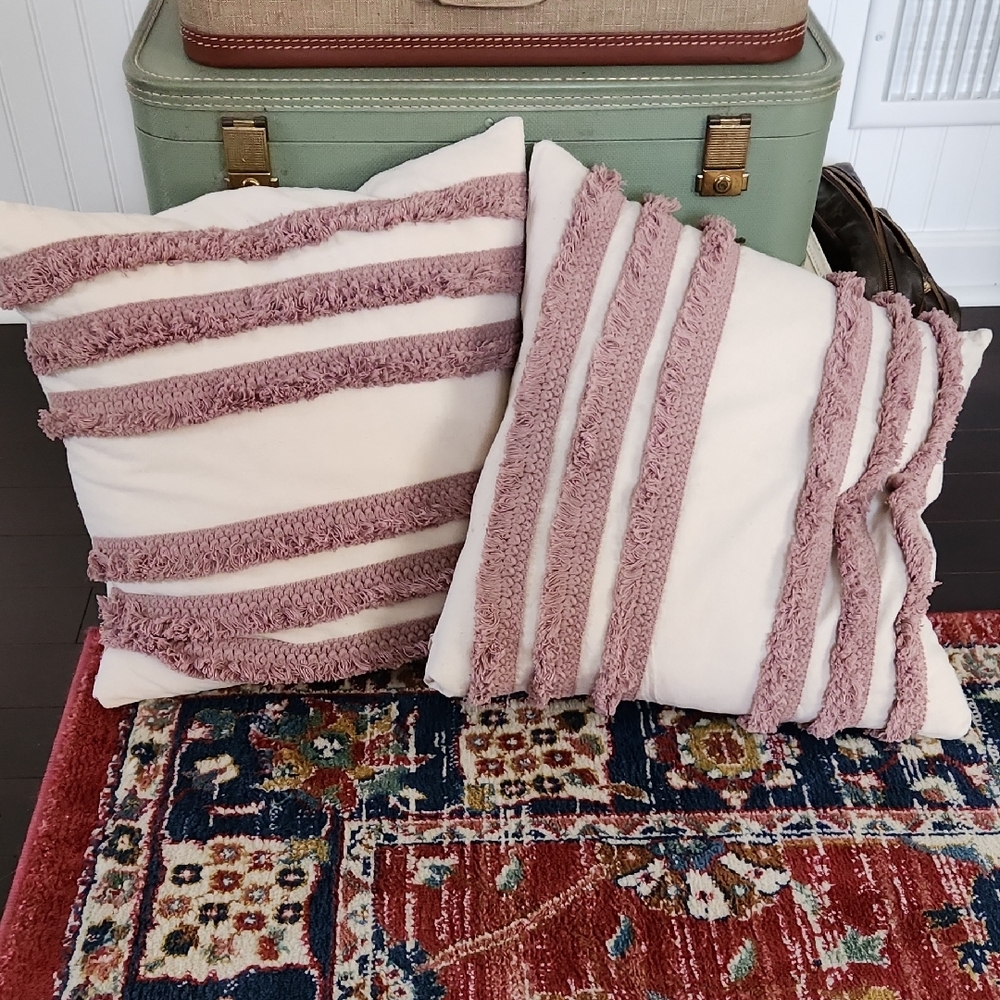 Striped Throw Pillows Cases with Fringe